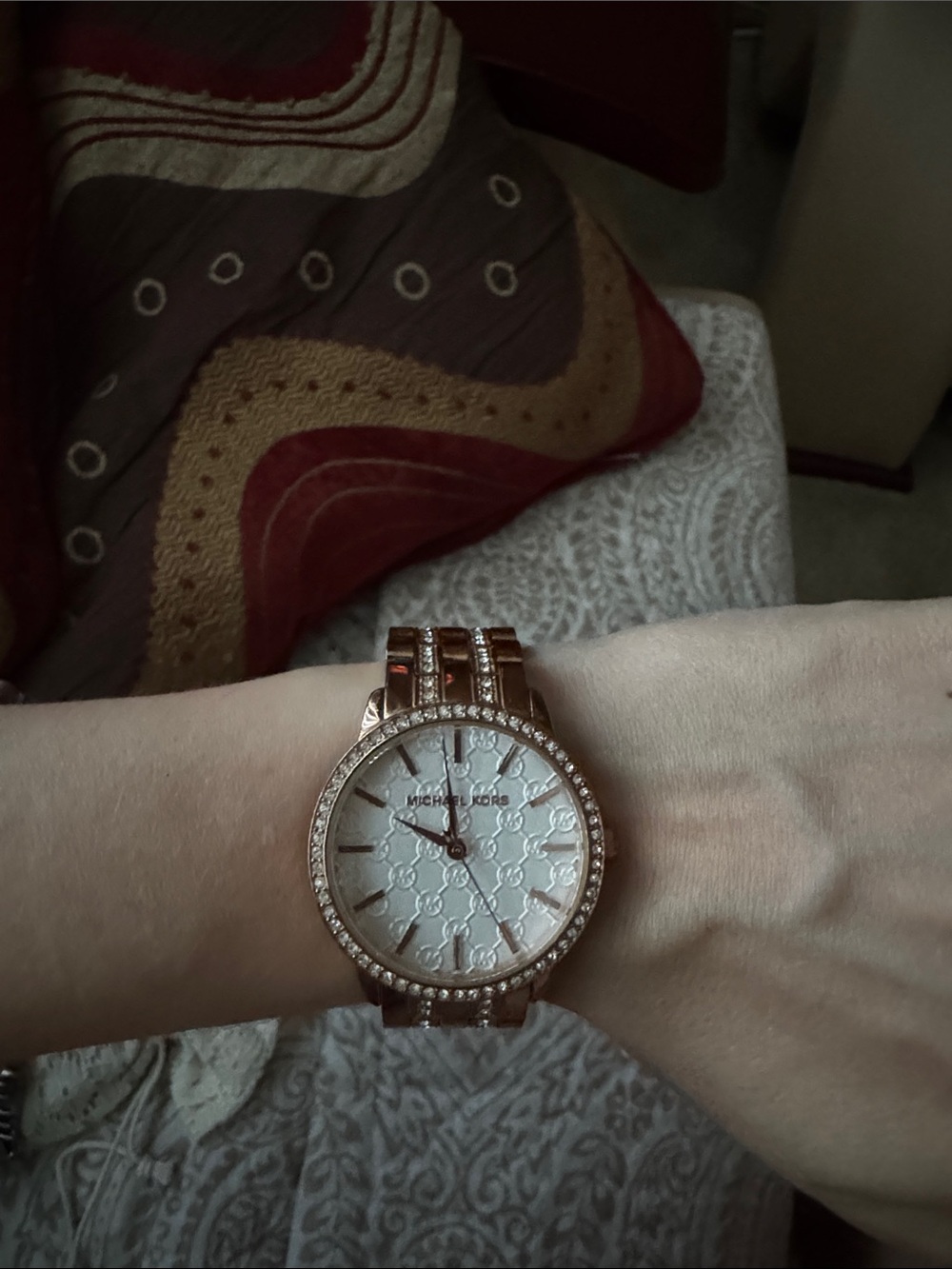 Michael Kors Rose Gold and White Crystal-Accent Women's Watch